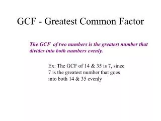 GCF - Greatest Common Factor