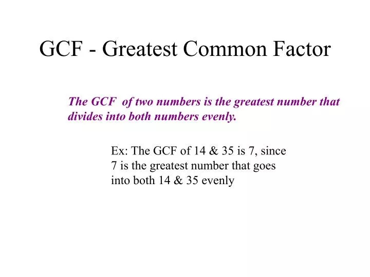 gcf greatest common factor