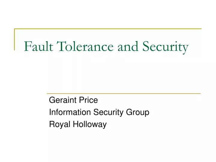 fault tolerance and security