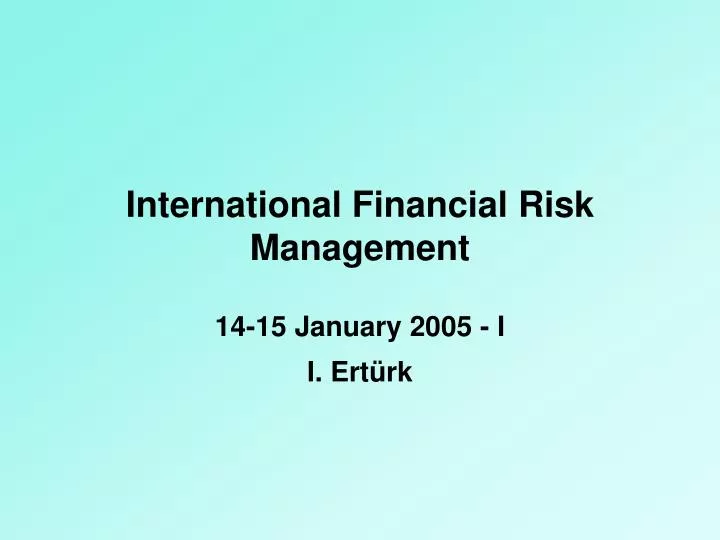 international financial risk management