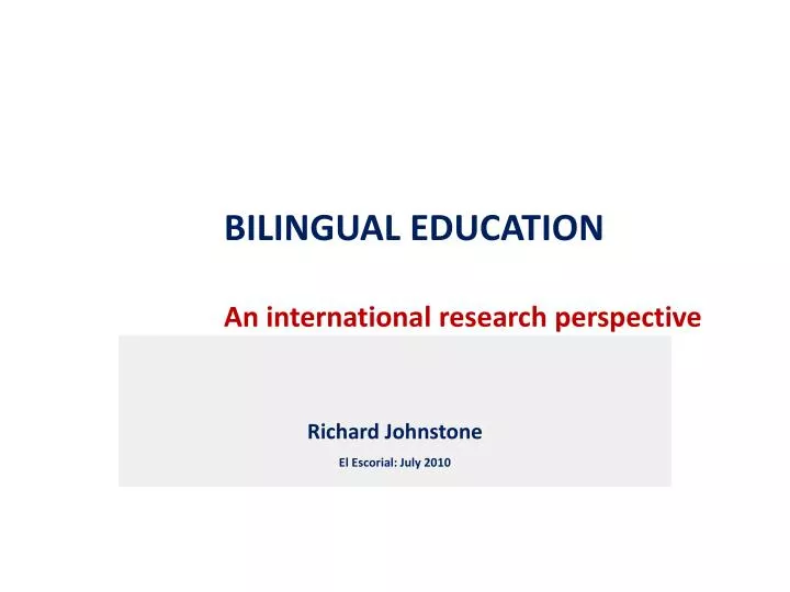 bilingual education an international research perspective