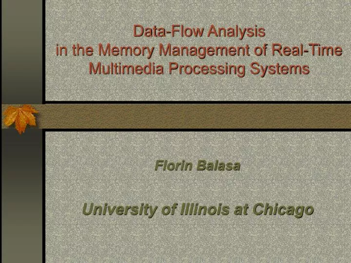 data flow analysis in the memory management of real time multimedia processing systems