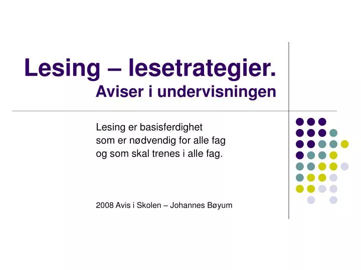 lesing lesetrategier aviser i undervisningen