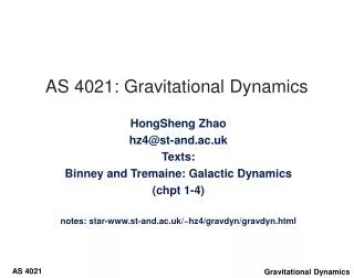 AS 4021: Gravitational Dynamics