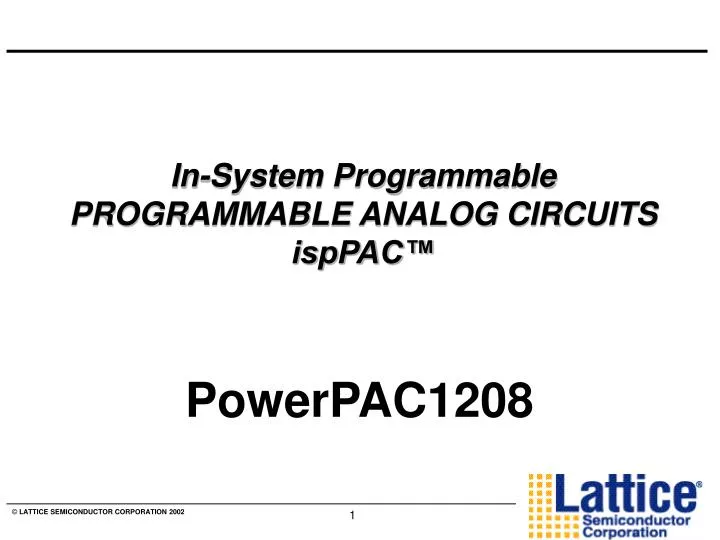 in system programmable programmable analog circuits isppac