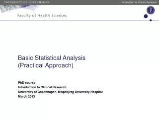 Basic Statistical Analysis (Practical Approach)