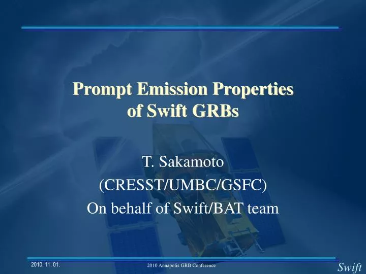prompt emission properties of swift grbs