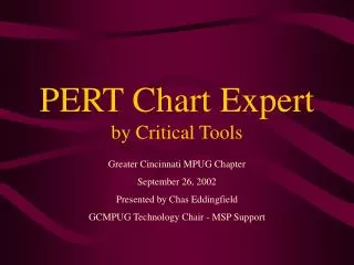 PERT Chart Expert by Critical Tools