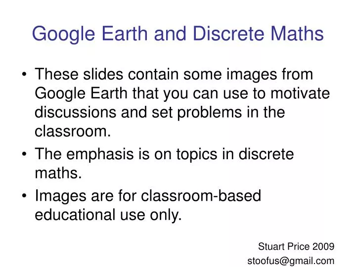 google earth and discrete maths