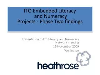 ITO Embedded Literacy and Numeracy Projects - Phase Two findings