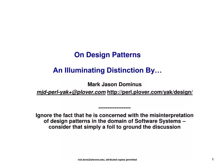 on design patterns an illuminating distinction by