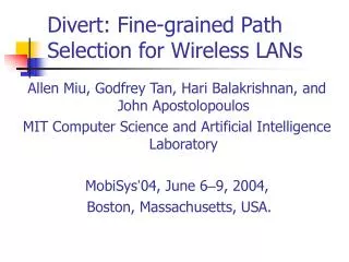 Divert: Fine-grained Path Selection for Wireless LANs