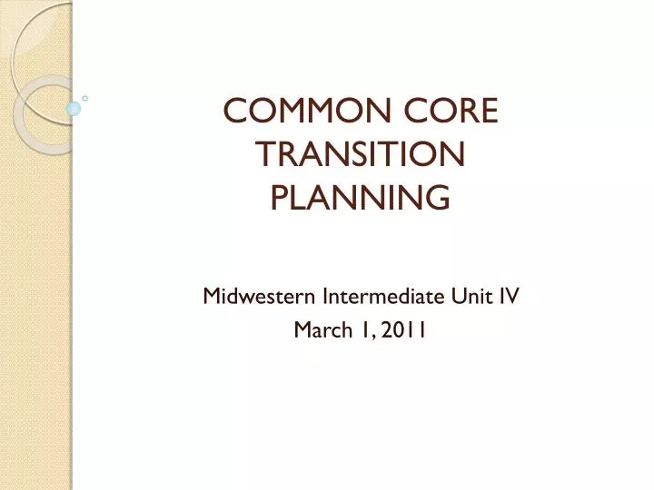 common core transition planning