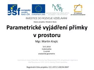 parametrick vyj d en p mky v prostoru