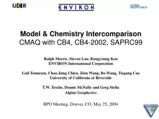 Model &amp; Chemistry Intercomparison CMAQ with CB4, CB4-2002, SAPRC99