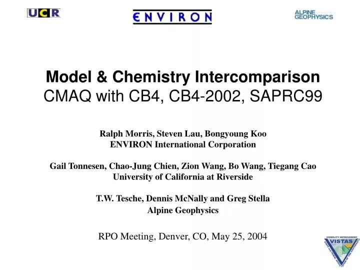 model chemistry intercomparison cmaq with cb4 cb4 2002 saprc99