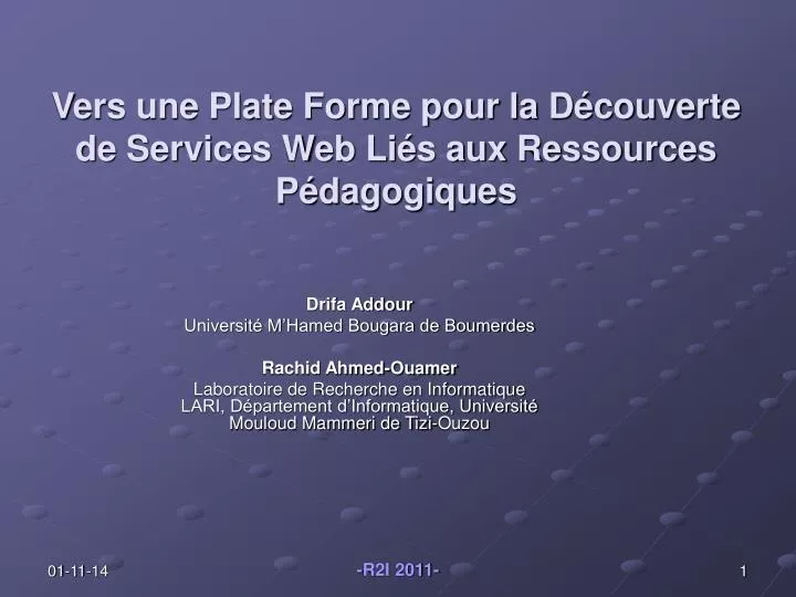 vers une plate forme pour la d couverte de services web li s aux ressources p dagogiques