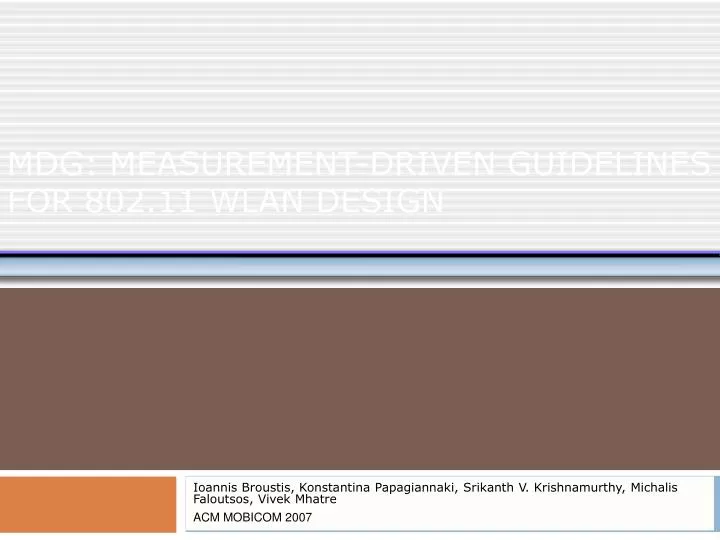 mdg measurement driven guidelines for 802 11 wlan design