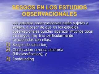 sesgos en los estudios observacionales