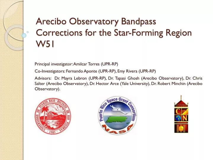 arecibo observatory bandpass corrections for the star forming region w51