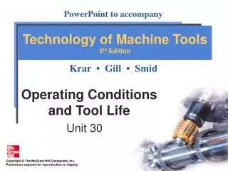 Operating Conditions and Tool Life