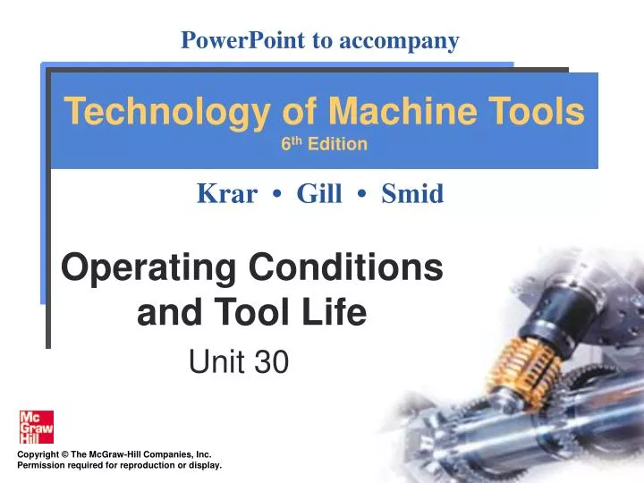 operating conditions and tool life