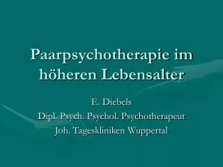 paarpsychotherapie im h heren lebensalter