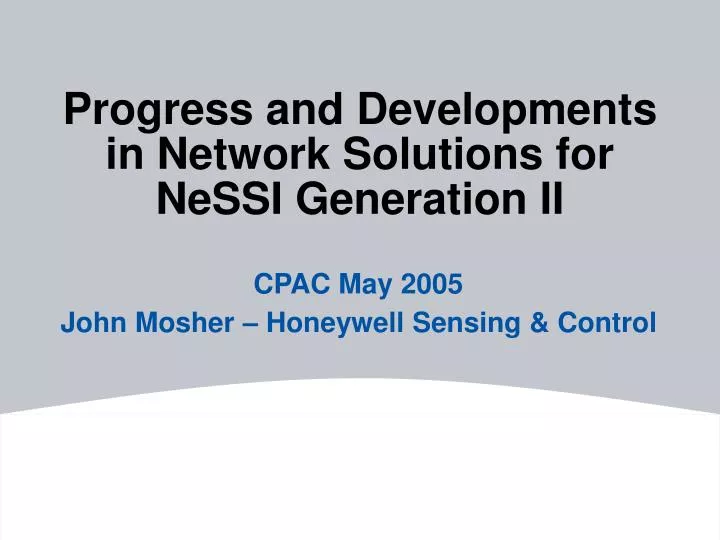 progress and developments in network solutions for nessi generation ii