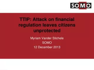TTIP: Attack on financial regulation leaves citizens unprotected