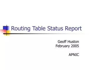 Routing Table Status Report