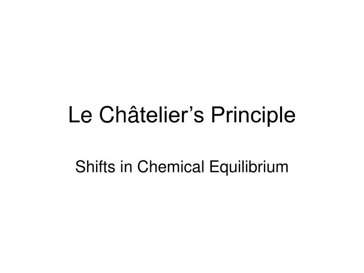 le ch telier s principle