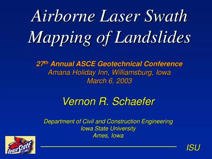 airborne laser swath mapping of landslides