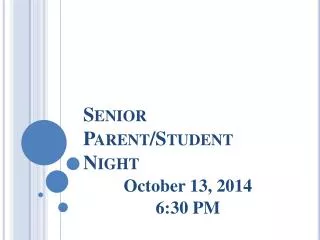 Senior Parent/Student Night