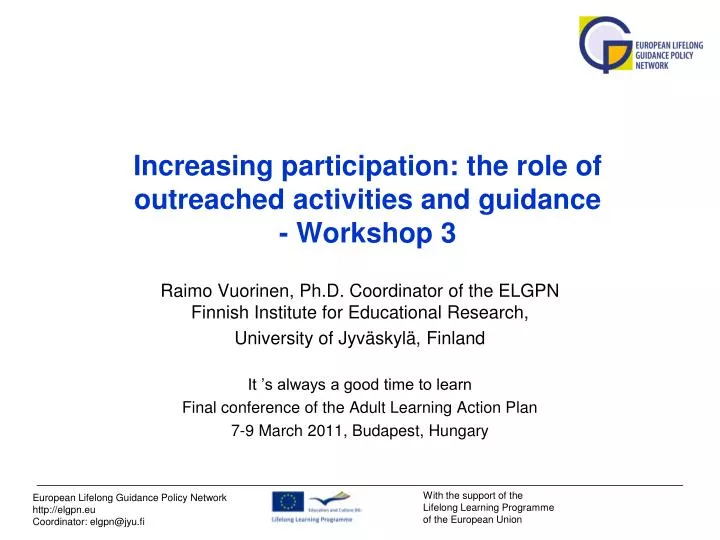increasing participation the role of outreached activities and guidance workshop 3
