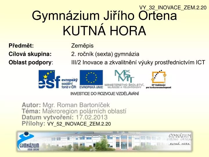 gymn zium ji ho ortena kutn hora