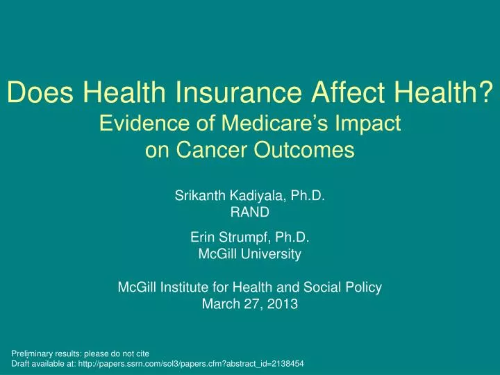 does health insurance affect health evidence of medicare s impact on cancer outcomes