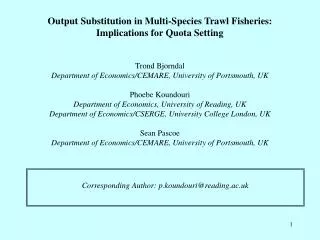 Output Substitution in Multi-Species Trawl Fisheries: Implications for Quota Setting