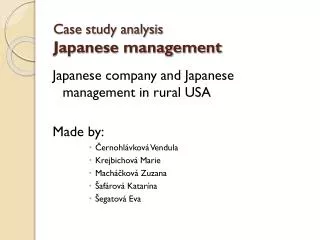 Case study analysis Japanese management