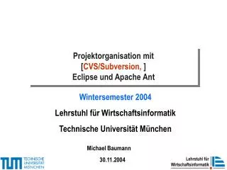 wintersemester 2004 lehrstuhl f r wirtschaftsinformatik technische universit t m nchen
