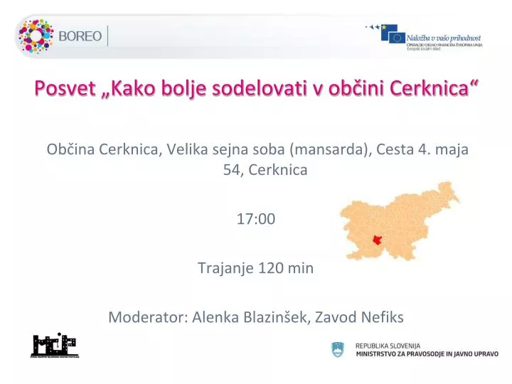 posvet kako bolje sodelovati v ob ini cerknica