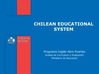 CHILEAN EDUCATIONAL SYSTEM