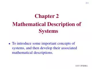 Chapter 2 Mathematical Description of Systems
