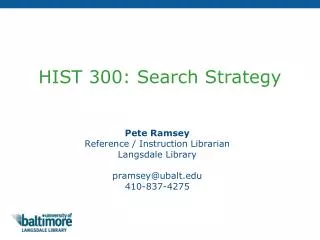 HIST 300: Search Strategy