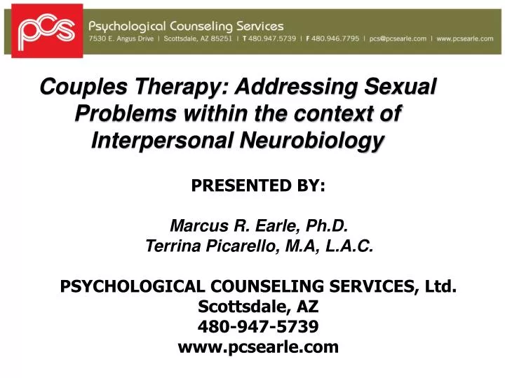 couples therapy addressing sexual problems within the context of interpersonal neurobiology