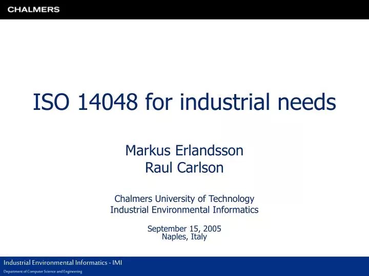 iso 14048 for industrial needs