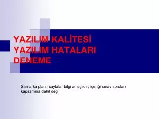 yazilim kal tes yazilim hatalari deneme