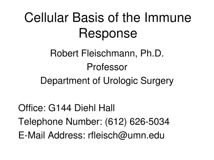 cellular basis of the immune response
