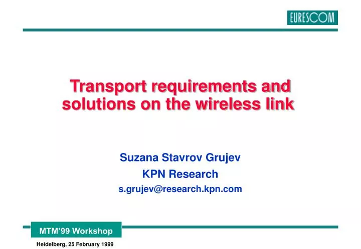 transport requirements and solutions on the wireless link