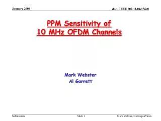 PPM Sensitivity of 10 MHz OFDM Channels