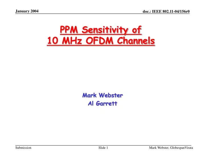 ppm sensitivity of 10 mhz ofdm channels